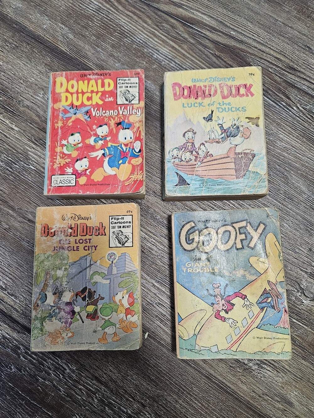 Vintage Disney Big Little Books Lot 4 Donald Duck Goofy Whitman 1960s 1970s VTG